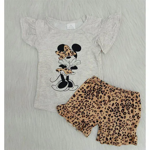

New Design Ruffle Pants Sets Baby Girls Leopard Print Design Cartoon Kids Clothing Set Girls' Clothing Sets Kids Clothing