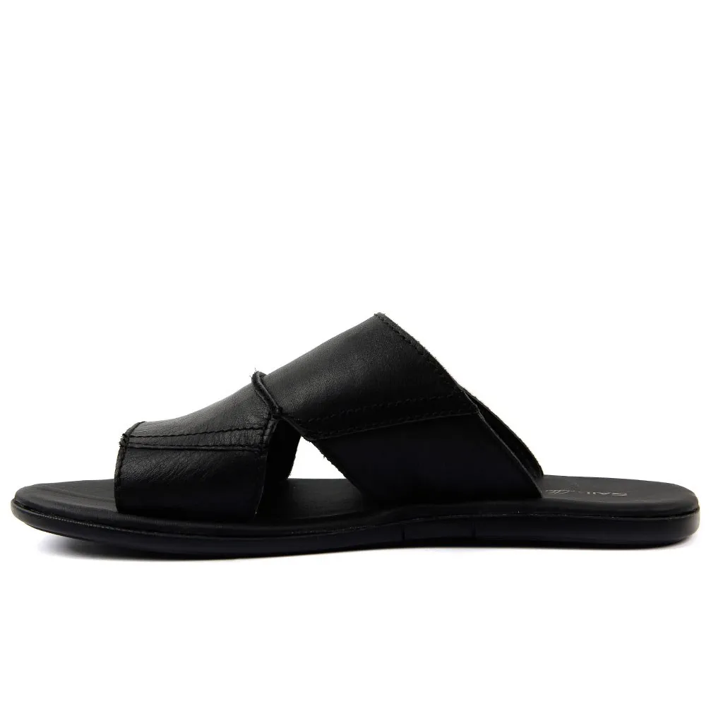 Sail Lakers черные кожаные мужские уличные тапочки|Тапочки| |