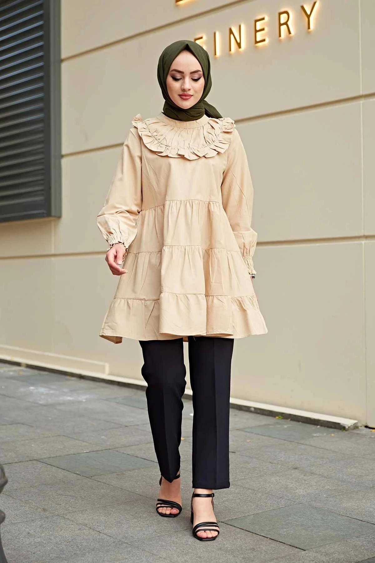 Women's Front Frilled Temporary Shed Tunik ladies muslim clothing for women blouse long sleeve casual islami 2021 summer spring