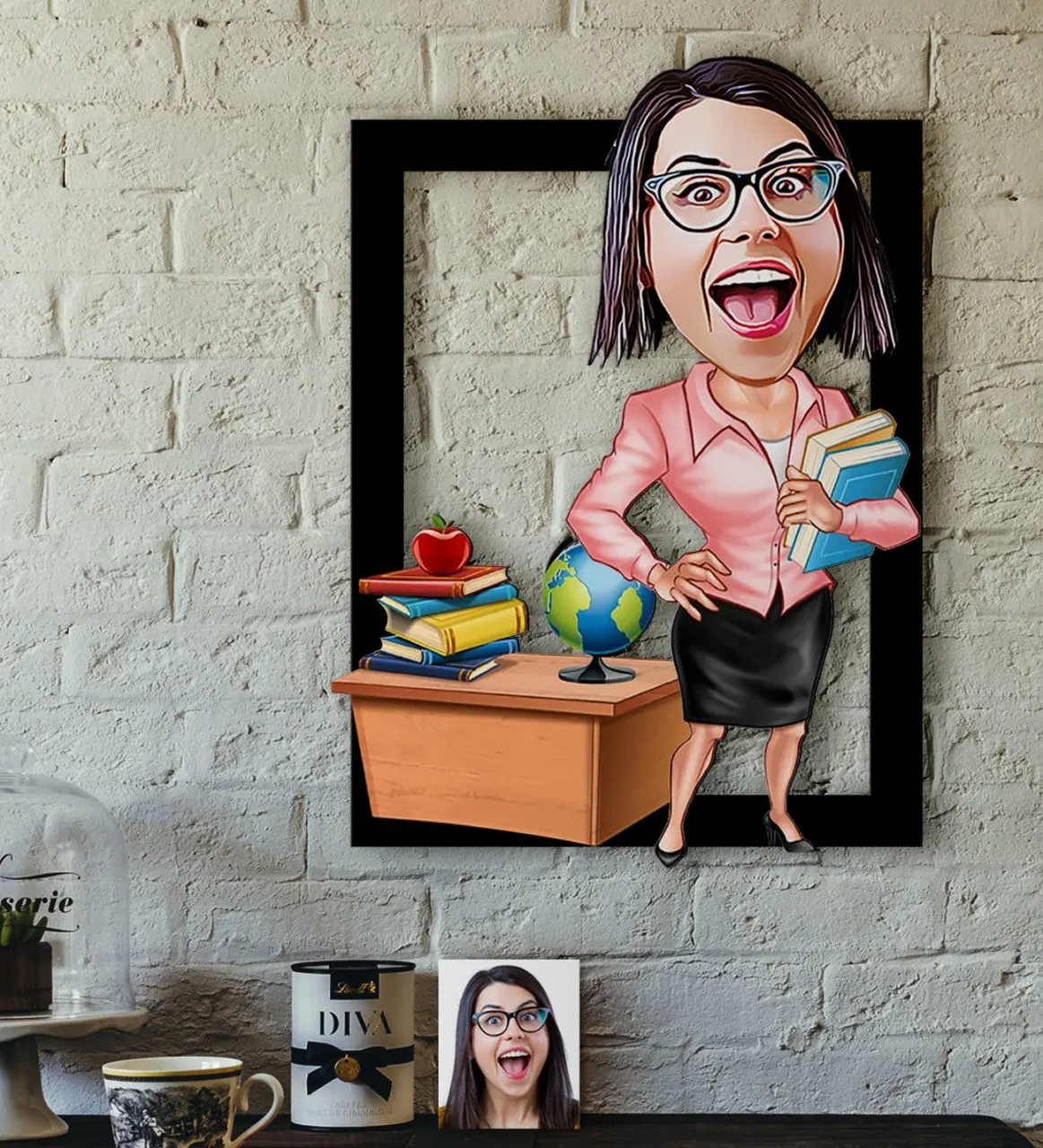 

Personalized Women 'S Teacher Caricature OF 3D Wood Tablo-5 Reliable Quality Cost Effective Gift Home Decoration Wall Modern