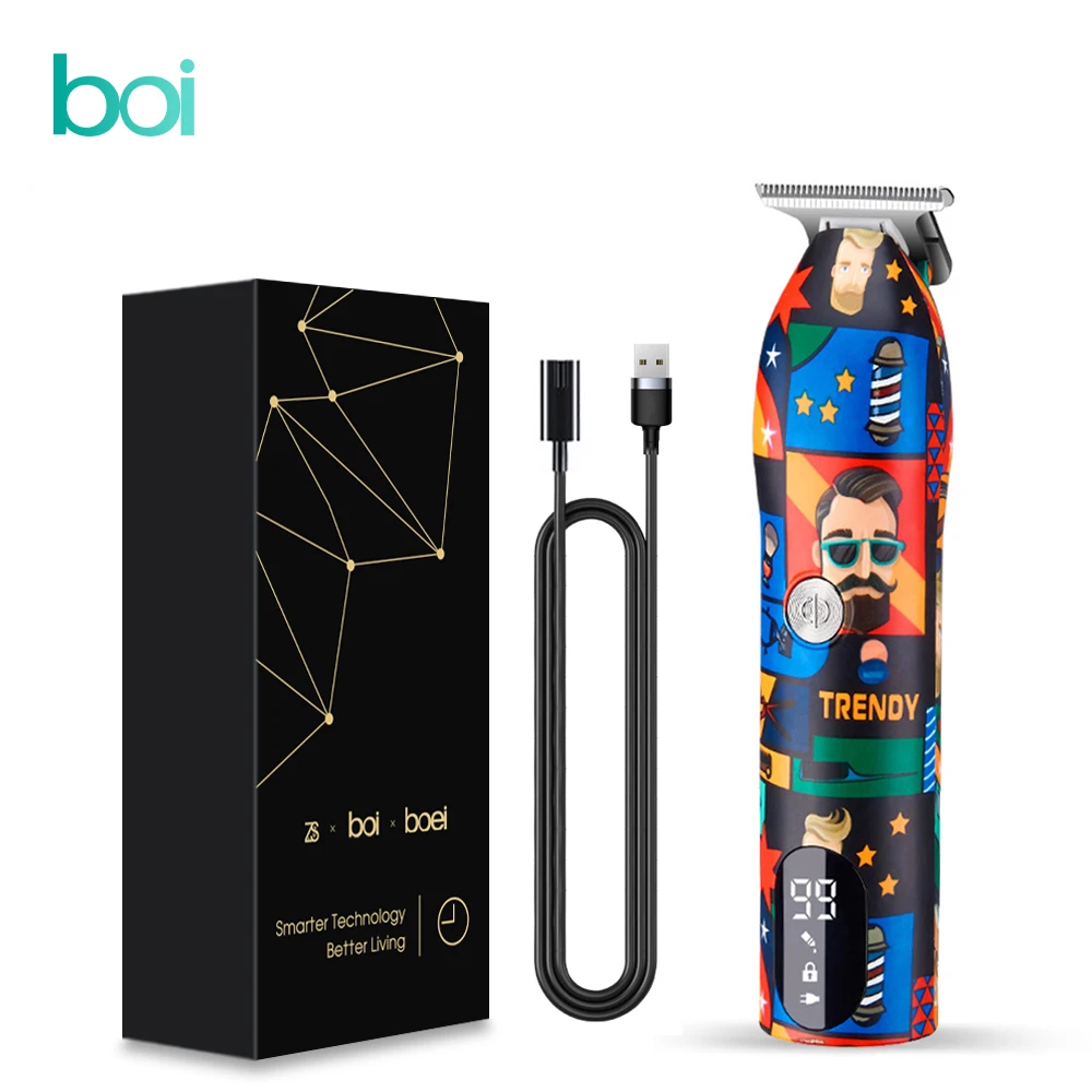

Boi LED Smart Display Graffiti Professional Hair Trimmer USB Charging Portable Clipper Electric HairCut Machine For Men