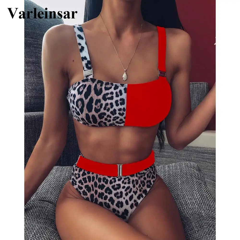 Женский леопардовый купальный костюм комплект из двух предметов Раздельный