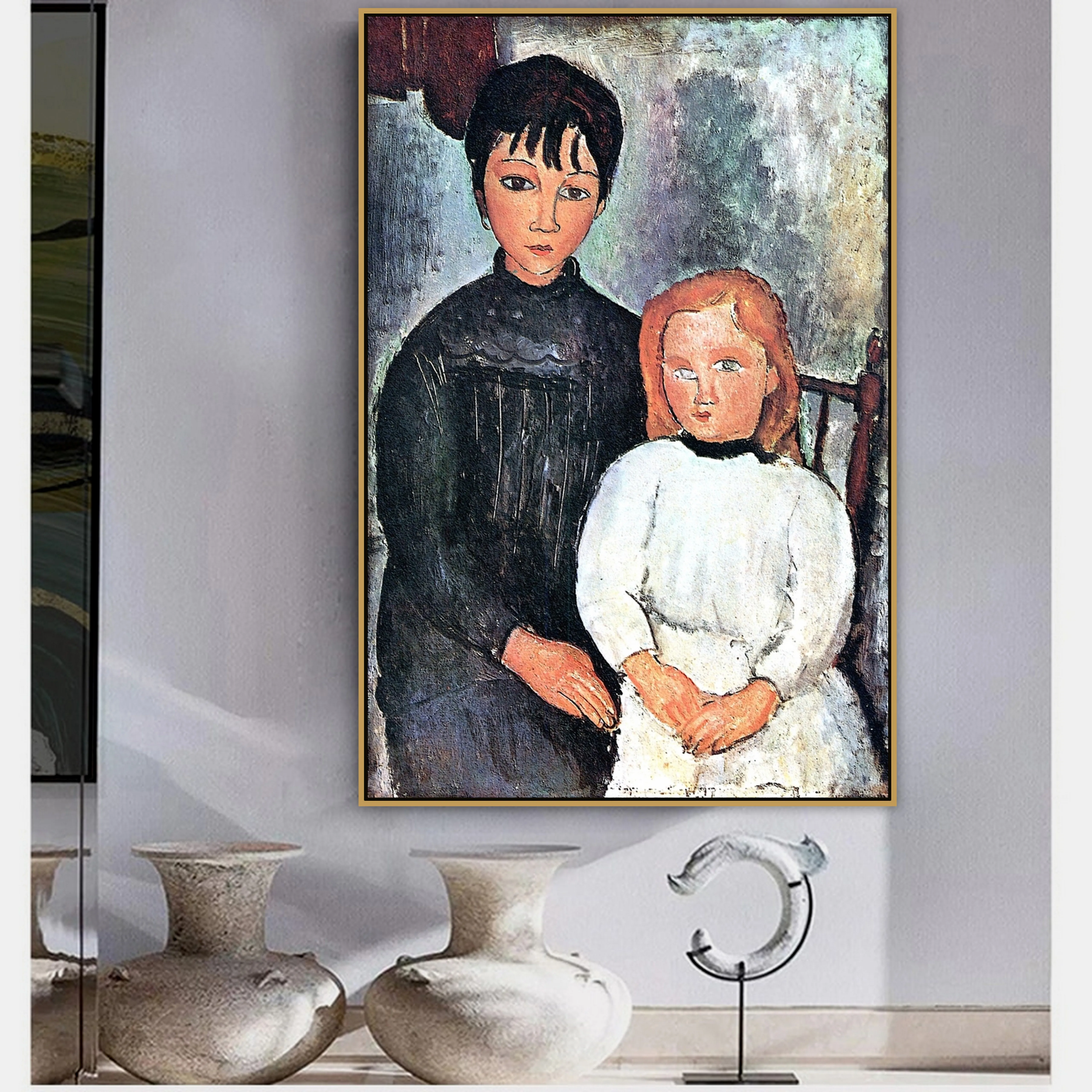 Amedeo Modigliani старый известный мастер художник мать и ребенок холст картина печатный