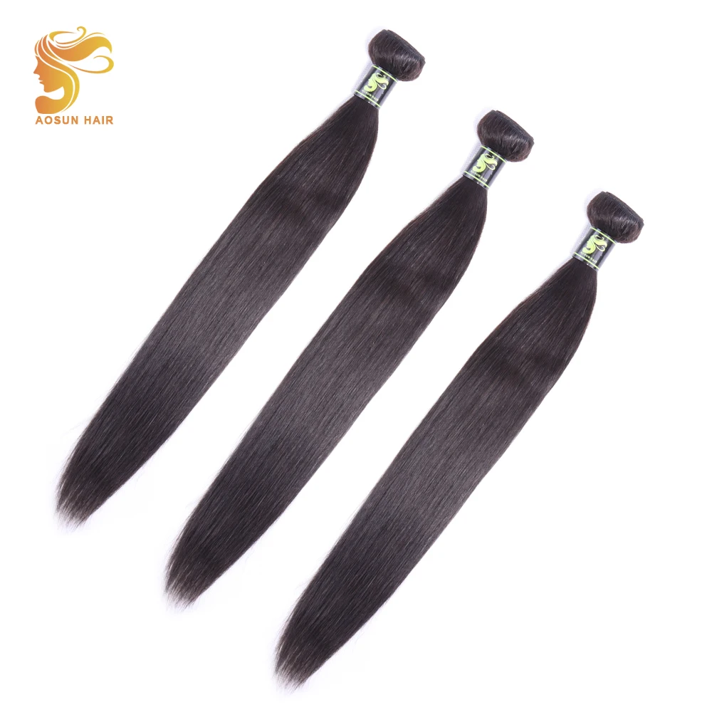 AOSUN бразильские волосы плетеные пряди волос с застежкой 100% человеческие для