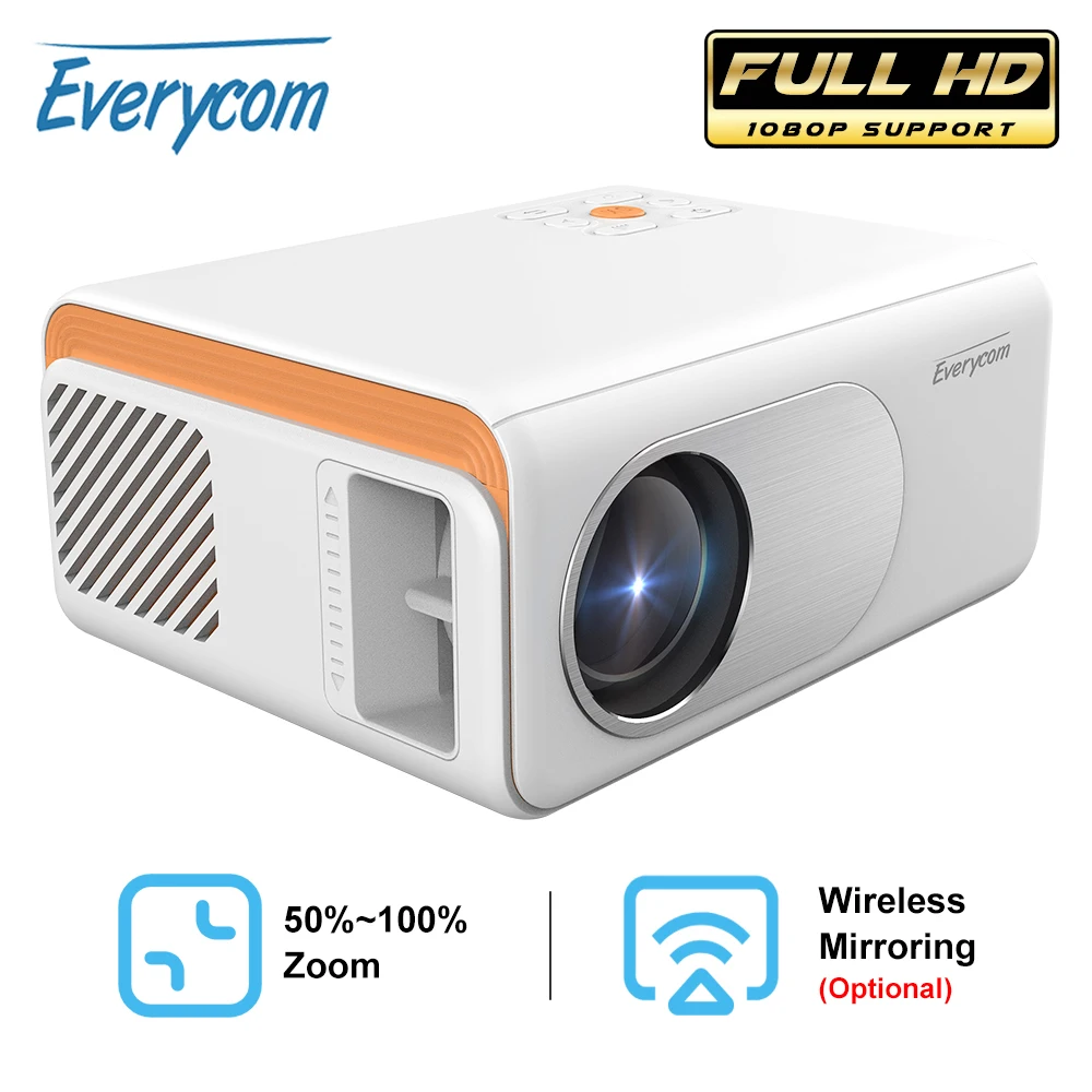 Светодиодный мини-проектор Everycom X70 с поддержкой 1080P, Wi-Fi, карманный портативный ЖК-видео проектор, мультимедийный смартфон, домашний кинотеатр