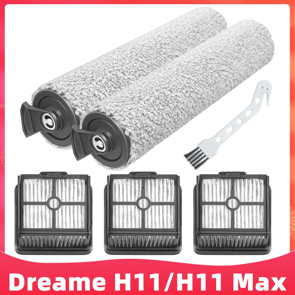 Roller Brush and Hepa Filter Replacement For Xiaomi Dreame H11 / H11 Max Wet and Dry Vacuum Cleaner Spare Parts Accessories