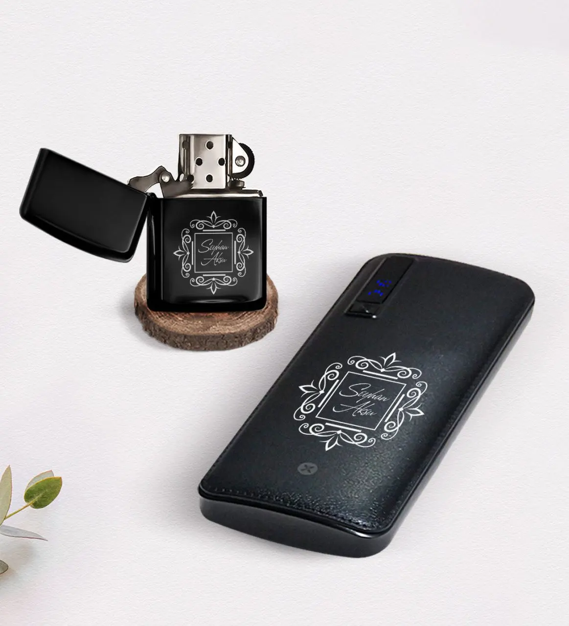 

Персонализированные является бензиновая зажигалка и 12,000 мАч, блок питания подарок Seti-1