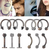 zs 3pc7pclot punk nose rings studs men women stainless steel helix cartilage tragus earring lip eyebrow piercing septum rings