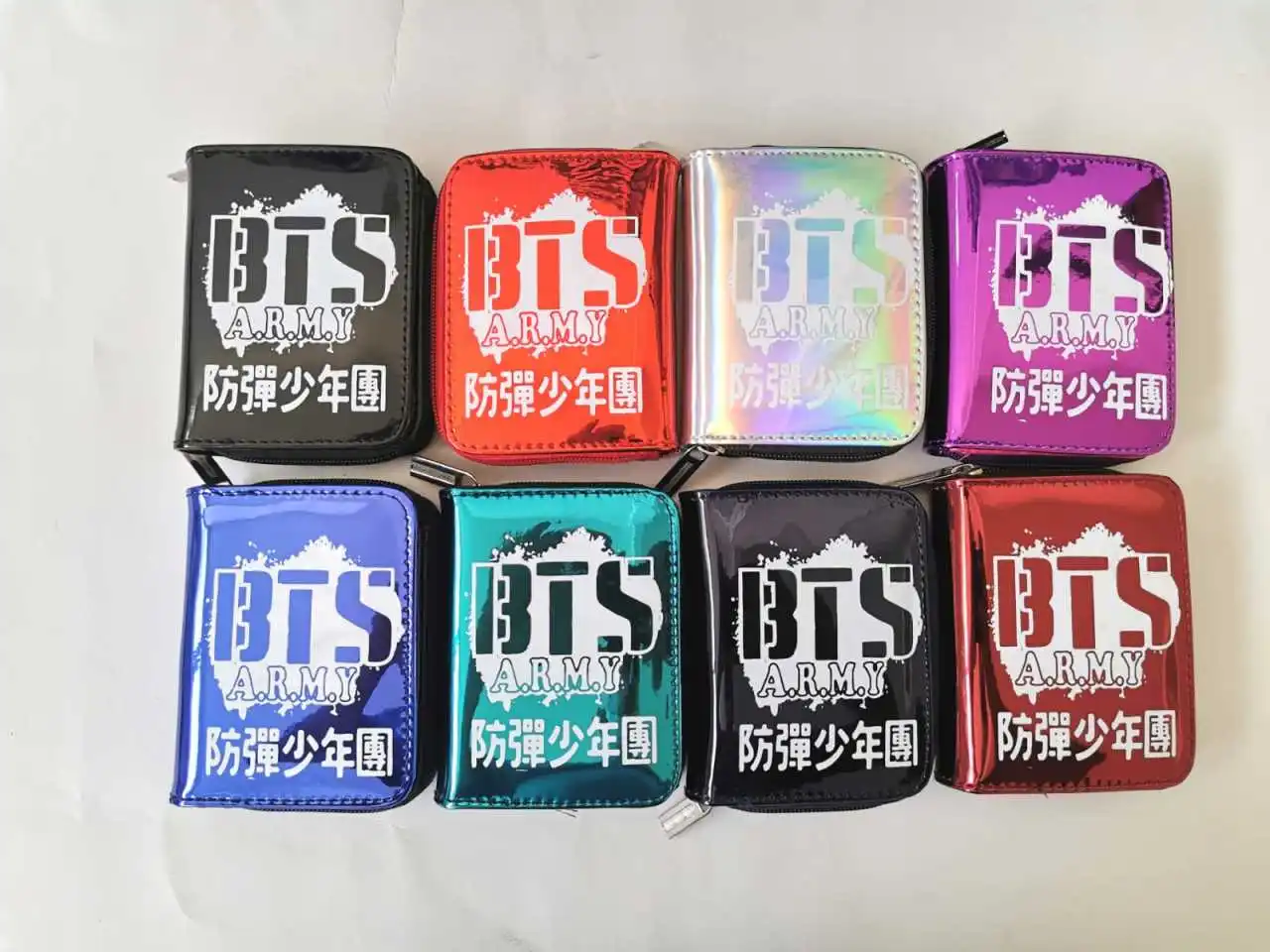 

BTS Army Printed Hologram Wallet K-Pop Logo Card Holder Unisex Wallet Clear Short Purse Wallet Card Holder Unisex Zipper