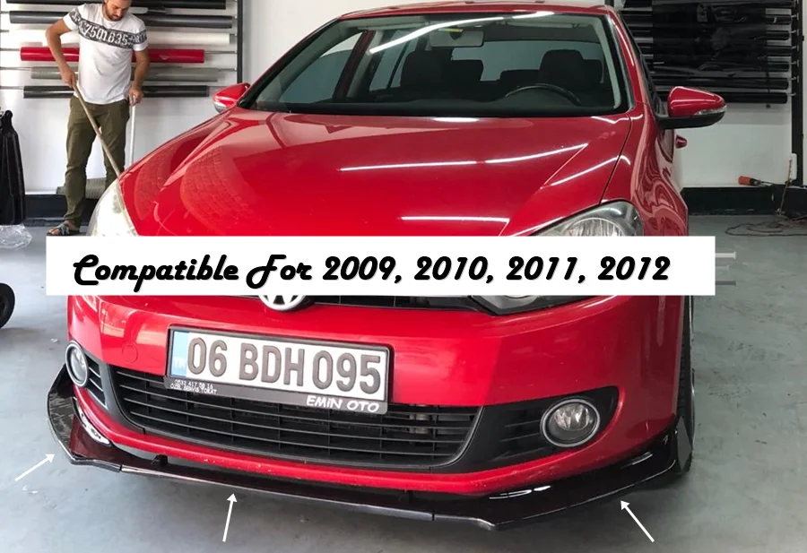 Накладка на передний бампер Volkswagen Golf 6 передняя губа 2009 2010 2011 2012 диффузор