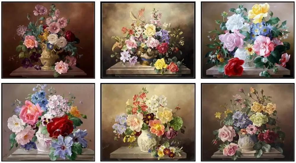 Spring Bouquet Collection- Counted Cross Stitch Kits- DIY Handmade Needlework for Embroidery 14 ct Cross Stitch Sets DMC Color
