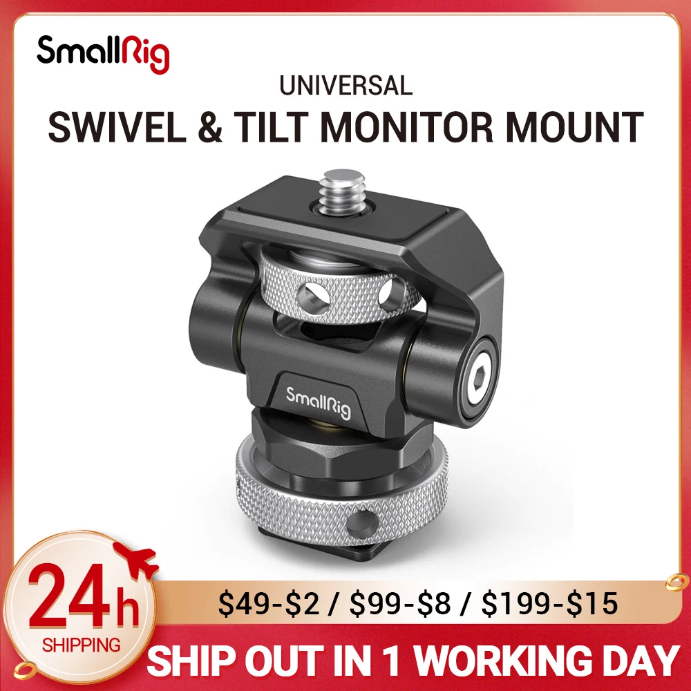 

SmallRig Quick Release Monitor Holder Camera Clamp Swivel and Tilt Adjustable Monitor Mount with Cold Shoe/ARRI/ NATO Mount 2905