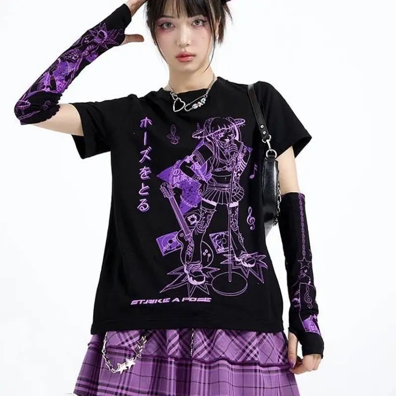 

Anime Grunge Punk Black Unisex T-Shirt Fashion Cotton O Neck Top Female TShirt on Street Trend Free Shipping