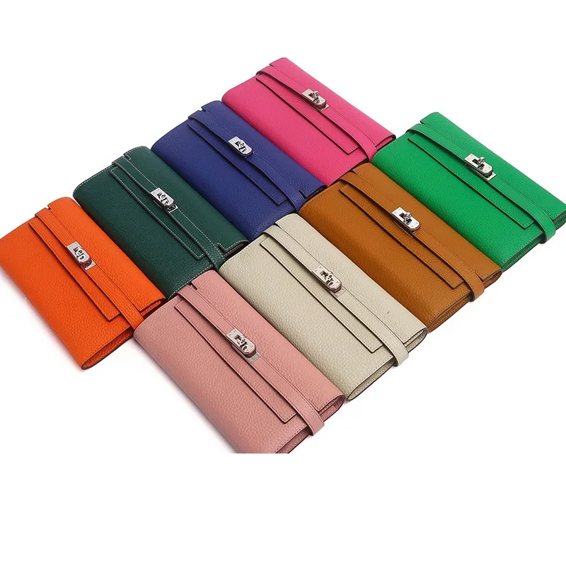 Woman Wallet Long Short Genuine Leather Famous Female Lock Buckle Purse Credit Card Holder Purse