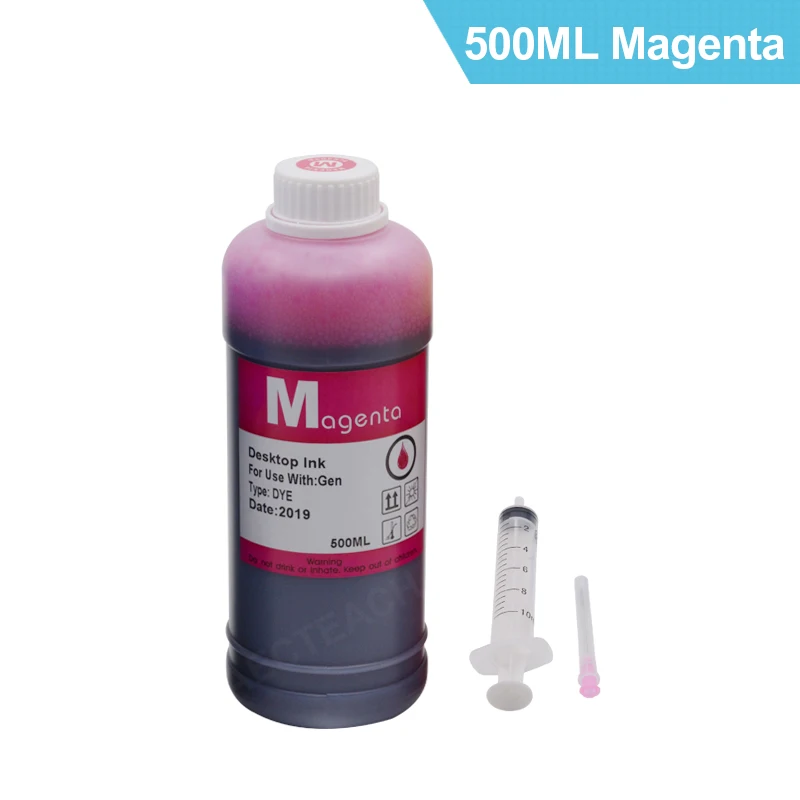 Magenta Aecteach 500 мл бутылки краситель принтер комплекты для заправки чернил 4 цвета для hp для принтеры Canon для Epson краска для Brother картриджи - Цвет: Magenta