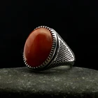 Мужское кольцо с натуральным камнем из настоящего серебра 925 пробы с цирконием, ониксом, Aqeq