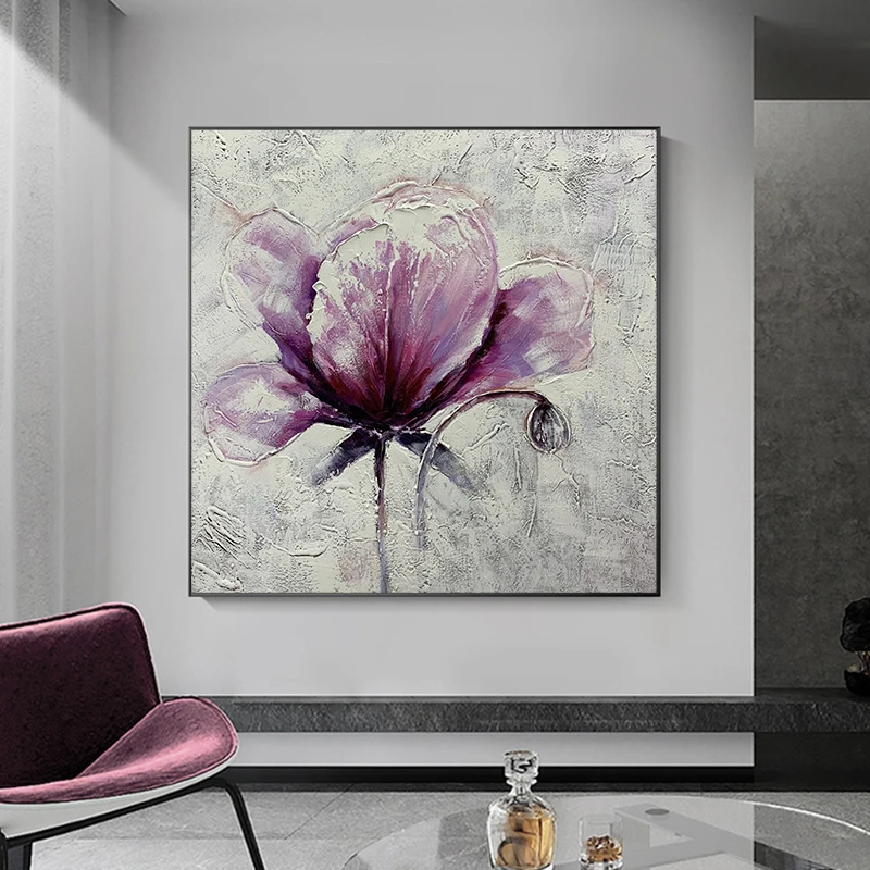 

Pink Flower Abstract Art Painting Modern Minimalist Home Decoration Mural 32X32Inch(80X80CM)