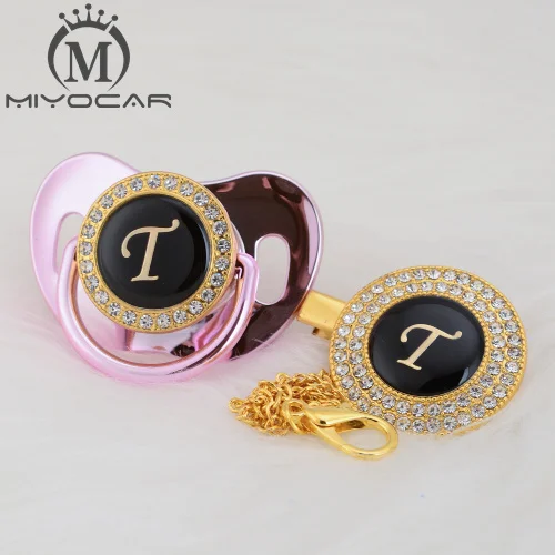 LT-11 0-6M MIYOCAR имя инициалы буквы T элегантный Серебряный bling соска и пустышка Клип BPA бесплатно пустышка bling уникальный дизайн SGS пройти LT - Цвет: LT-11 0-6M