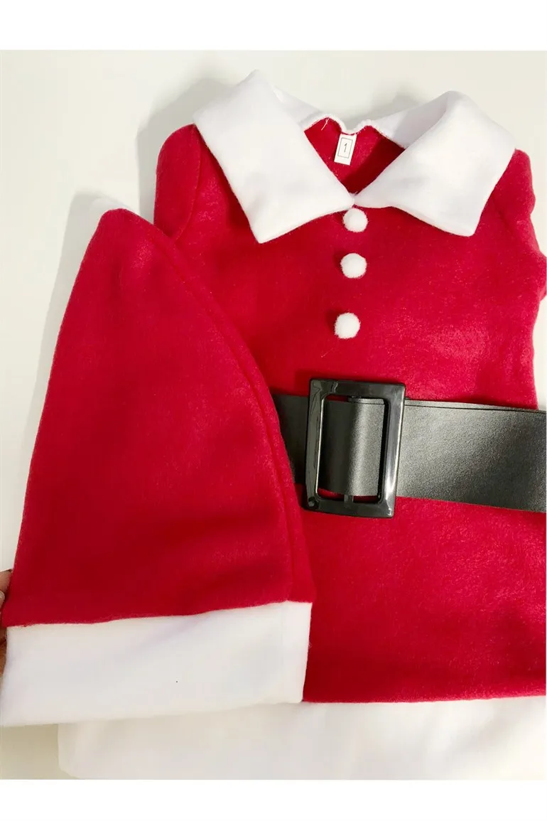 Child Red New Year Christmas Costume Dress Set Santa Claus Kids Outfit Long Sleeve Newborn Lovely Party Dress Noel Cosplay Xmas