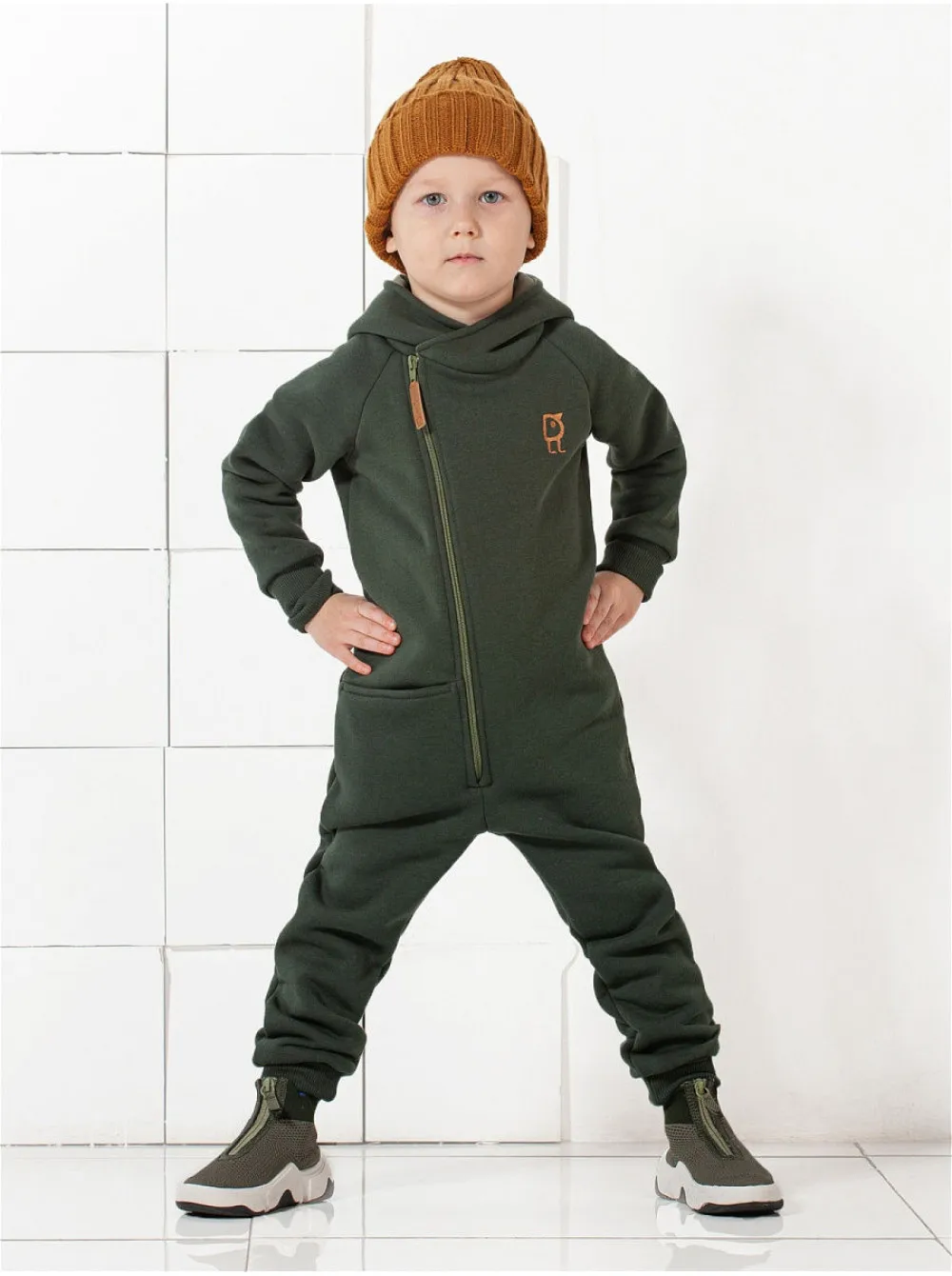 Комбинезон футер с начесом MamiDreams хаки |