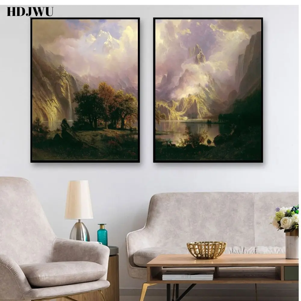Peacefully Forest With Lake Landscape Oil Painting Wall Picture Printing Posters for Living Room Hotel Decor DJ93 | Дом и сад