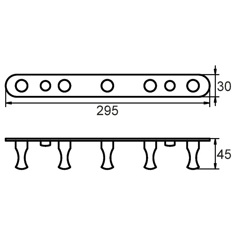 Планка с крючками пятерная сплав металлов Milardo 003SM50M41 | Robe Hooks