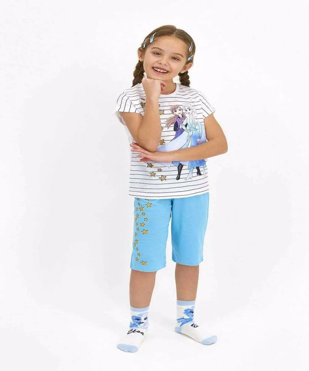 

Children Bottom ,Top , Team Free Shipping 100% Cotton, Kids Favorite Characters Girl summer Frozen