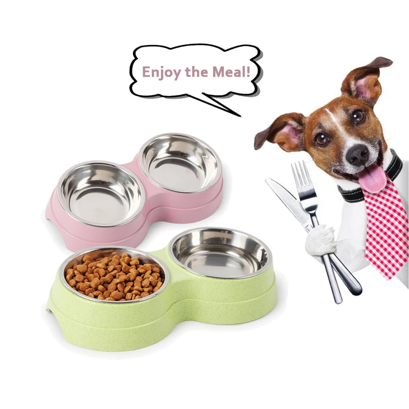 Собака миски из нержавеющей стали для воды и Еда Фидер непроливайка устойчивость