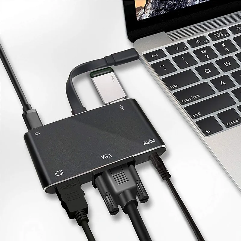 USB C к HDMI/VGA концентратор Тип док-станция адаптер комбинированный PD кабель с 3 0 HDMI VGA
