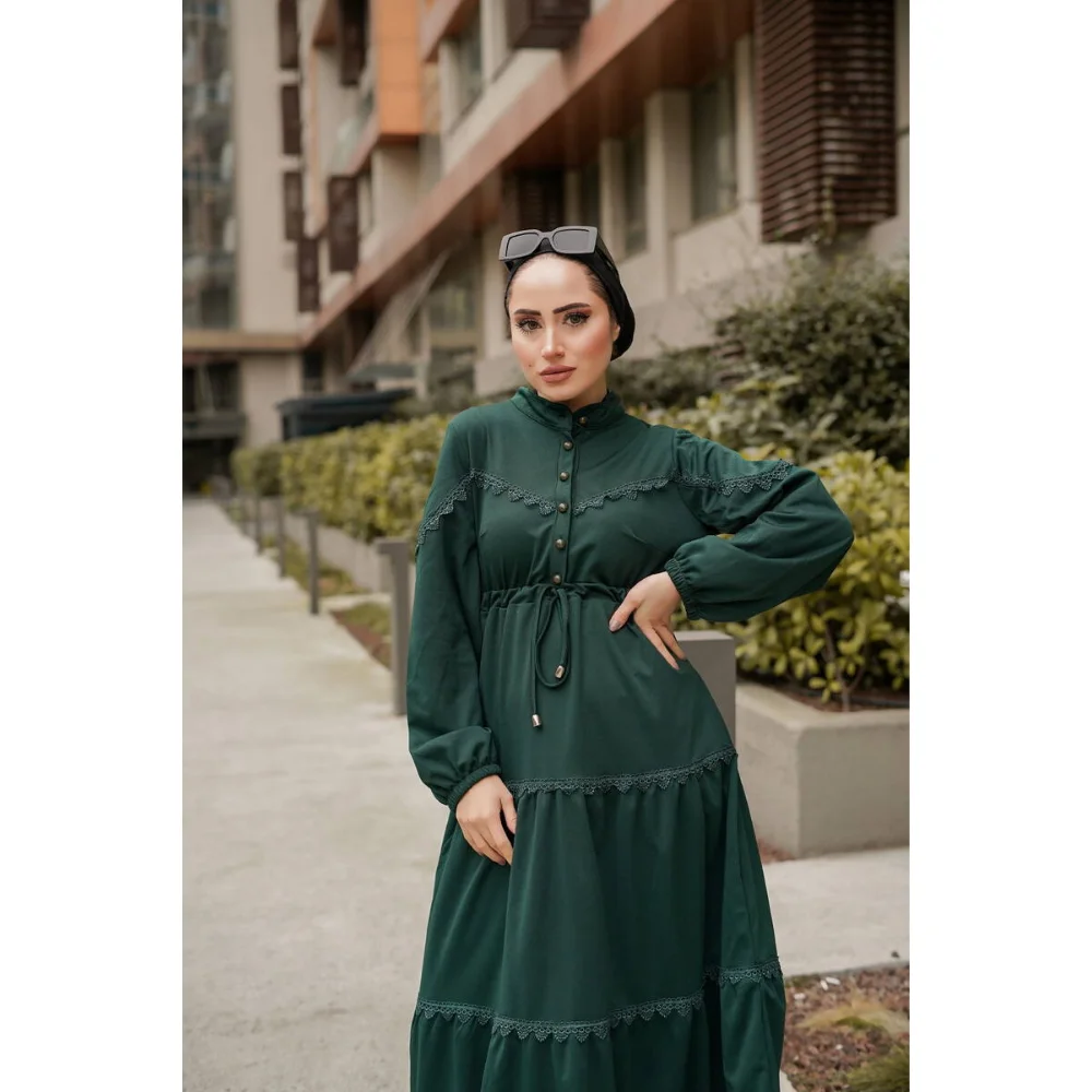 Guipure Detail BALLOON SLEEVE DRESS TREND FASHION FAST DELIVERY muslim dress women abaya kaftan modest dress abayas for women ab