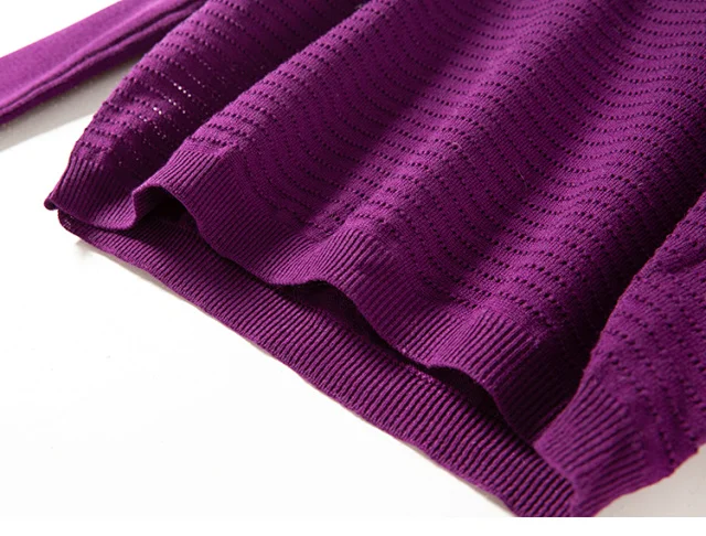

Women Purple Knit Sweater O-neck Lantern Sleeve Wool Autumn Winter New Knit Pullovers
