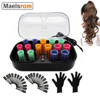 15pcs hot rollers set ceramic hot hair curlers hair sticks tubewith gloves clips for dry wet long short hair curly