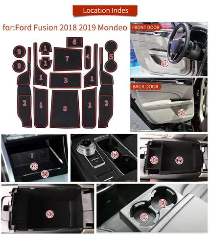 Резиновый коврик для двери для Ford Fusion MONDEO 2018 2019, подушка для хранения ворот, слот для хранения, подставка для салона, пылезащитная наклейка для автомобиля