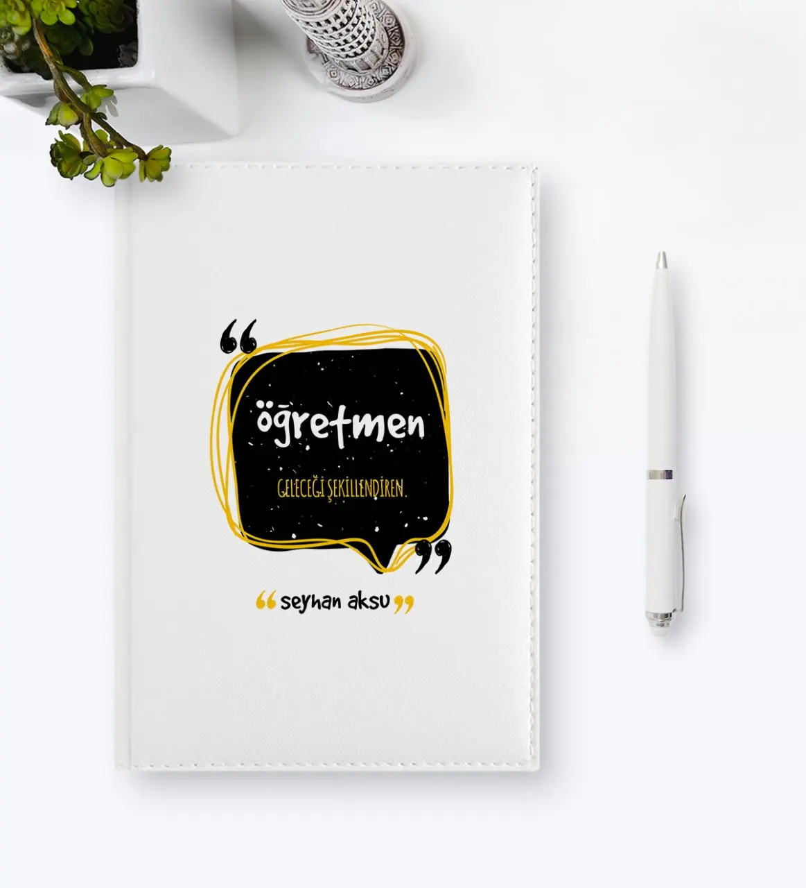

Personalized Teacher Meaning 2020 White Leather Organizer-3