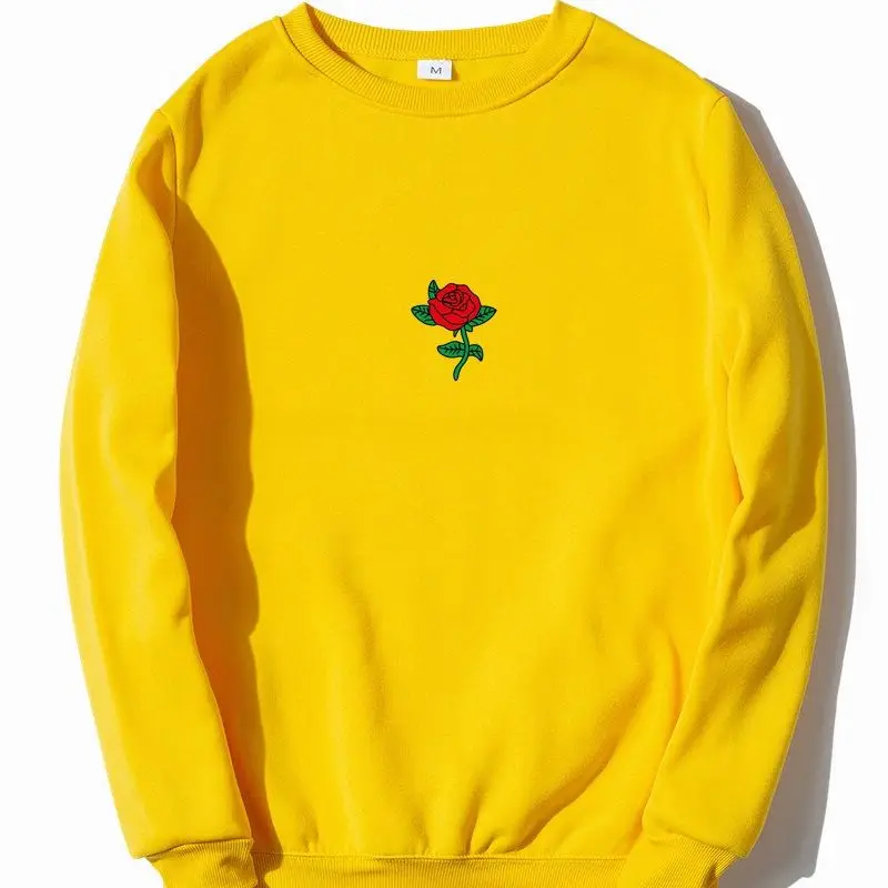 

Couple Pullovers New Men Hip Hop Popular Sweatshirts Fashion Unisex Streetwear Harajuku Autumn Winter Rose Print Hoodie Clothes