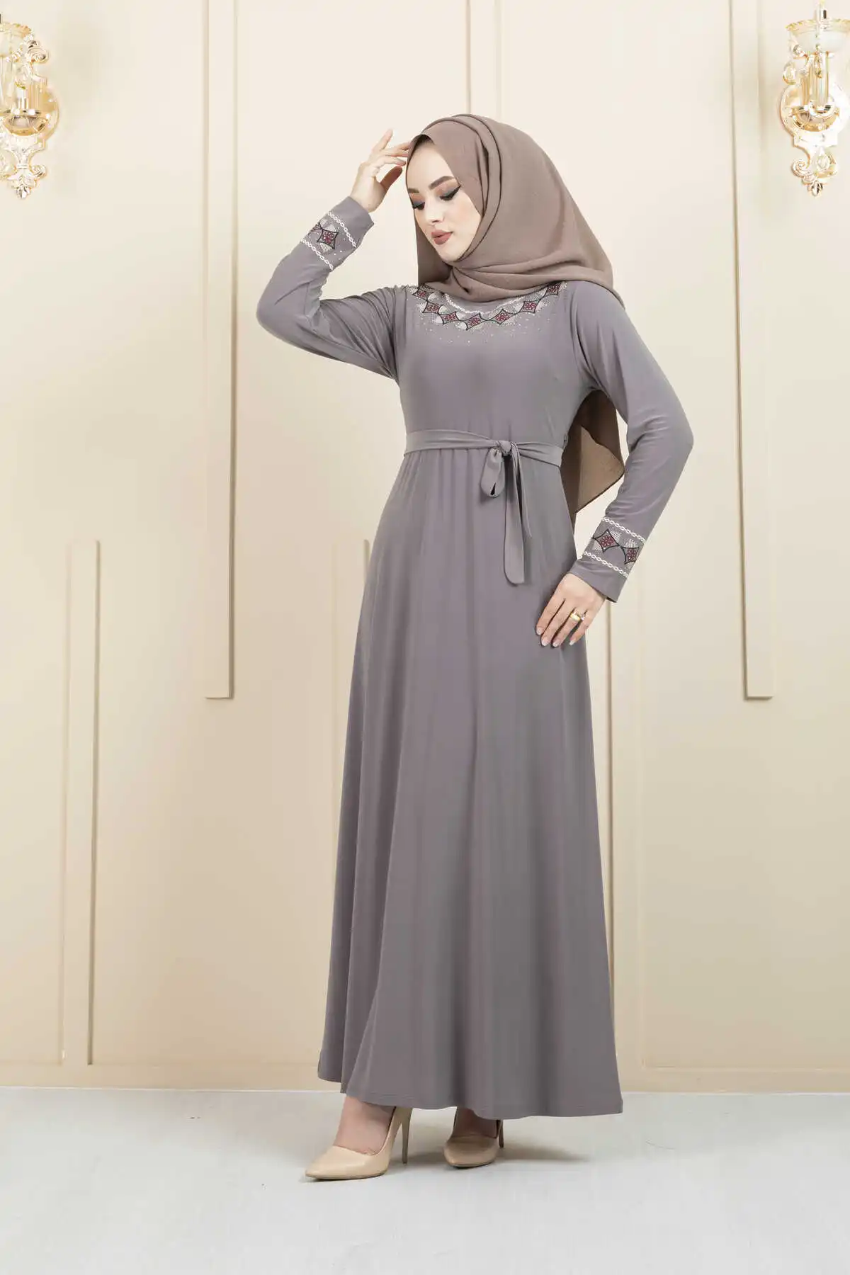 Женское платье с вышивкой под камень ИД Рамадан Дубай мусульманский хиджаб новый