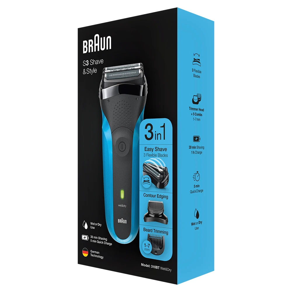 Электробритва Braun Series 3 Shave&ampStyle 310bt + насадка-триммер и 5 гребней | Бытовая техника
