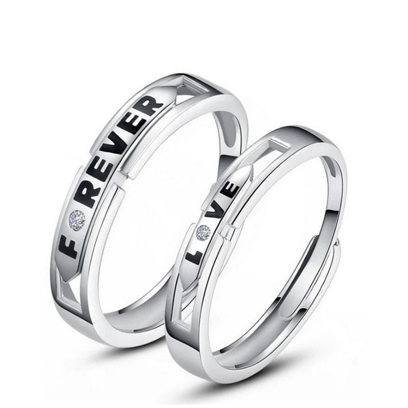 2 шт./компл. регулируемое обручальное кольцо с цирконом в виде сердца |