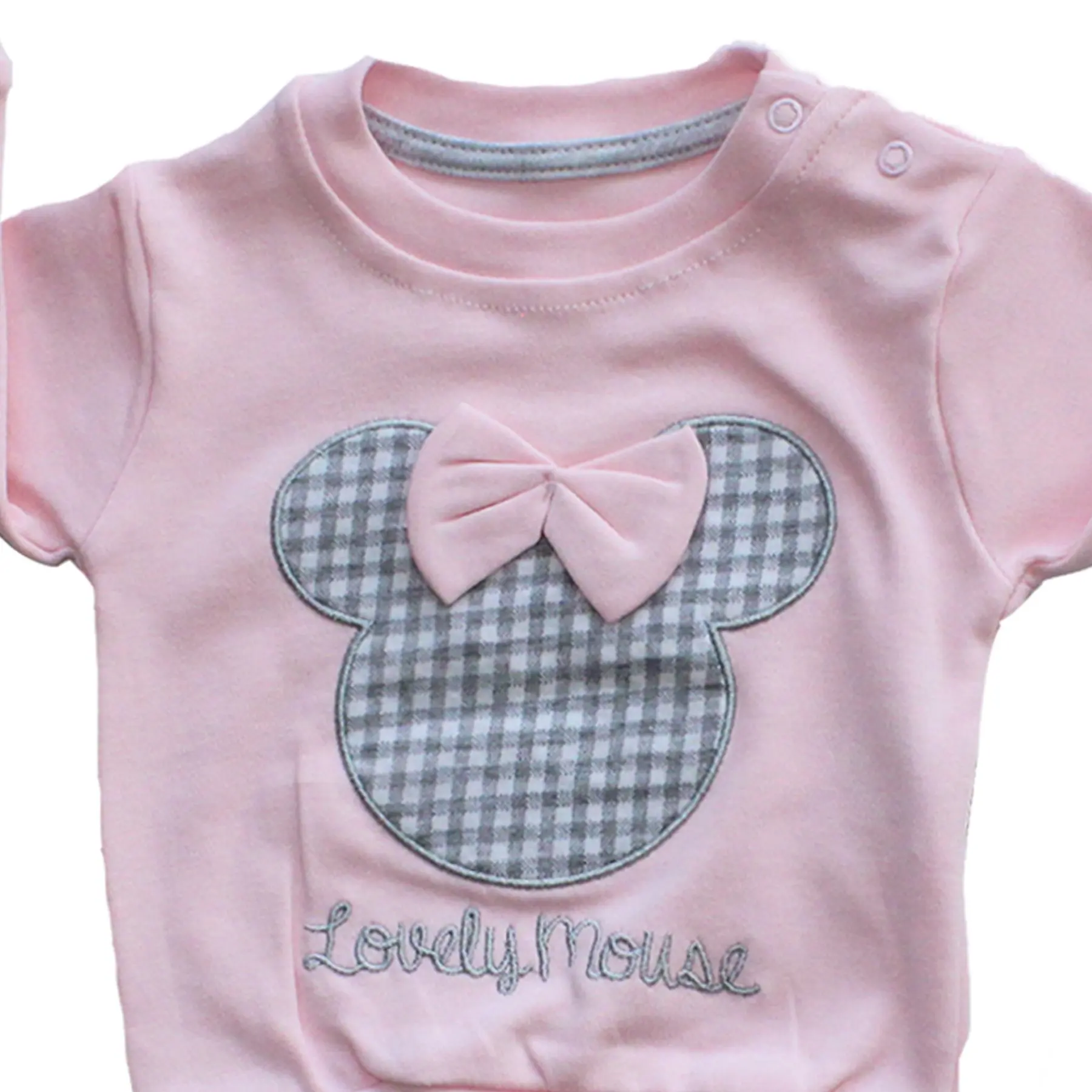 

Pink Gray Bow Plaids 2'li Girl Baby Suit