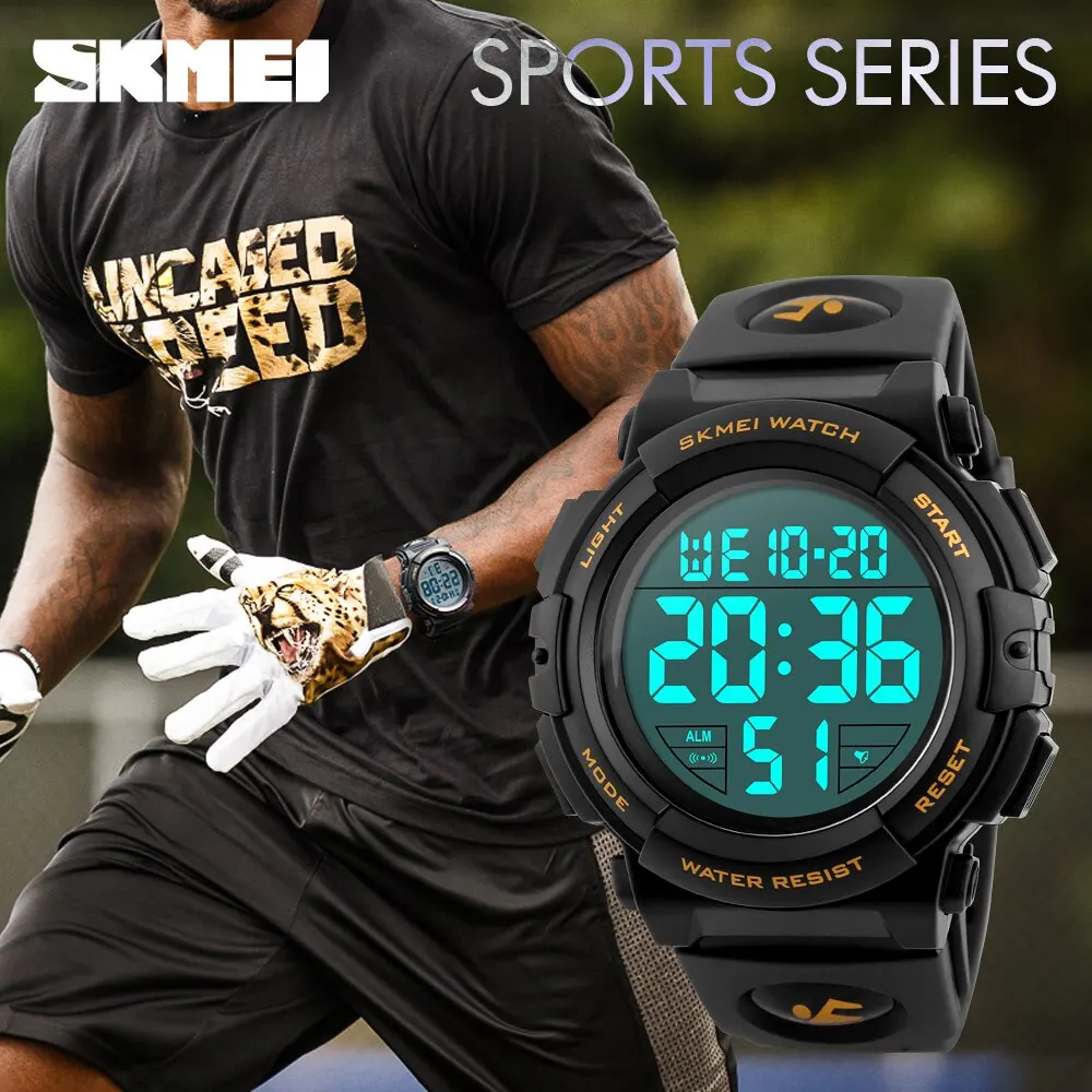 SKMEI Top luxury Sports Watch Men Compass Multifunction Digital Watch 5Bar Waterproof Sports Watches Military Sports Watch Relogio Masculino Digital Movement Chronograph Back Light LED display  Shock Resistant