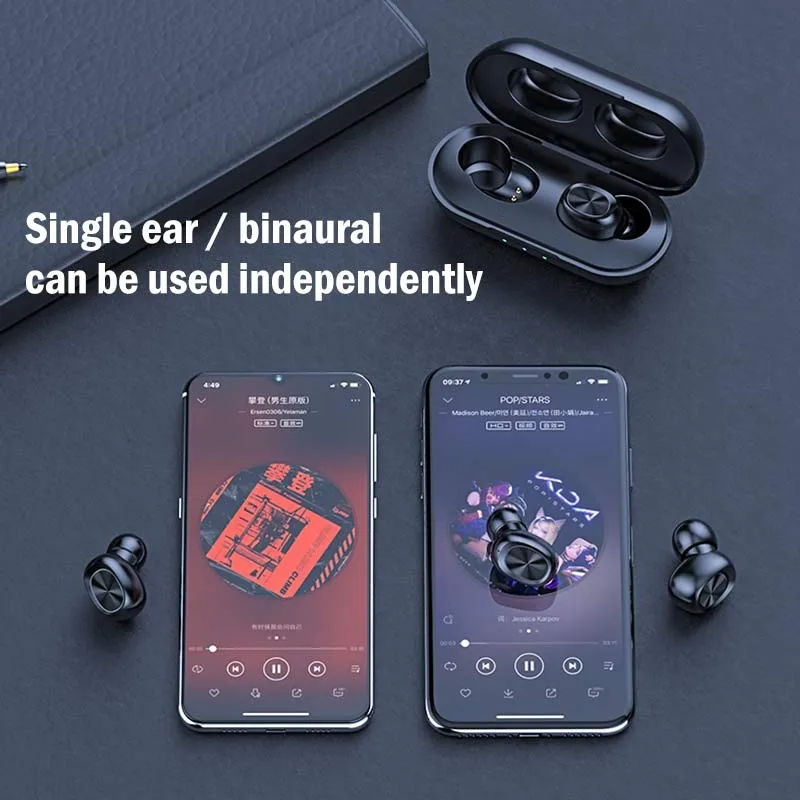 B5 наушники-вкладыши TWS с отпечатков пальцев сенсорный экран Bluetooth Наушники Hi-Fi