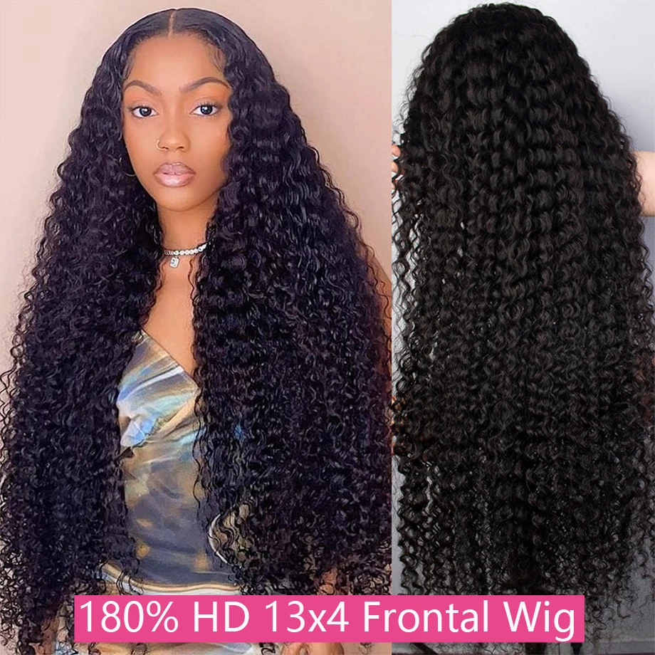 

13x4 Deep Wave Frontal Wig Brazilian Curly Full Lace Human Hair Wigs For Women HD Lace Front Frontal Water Wave Lace Frontal Wig