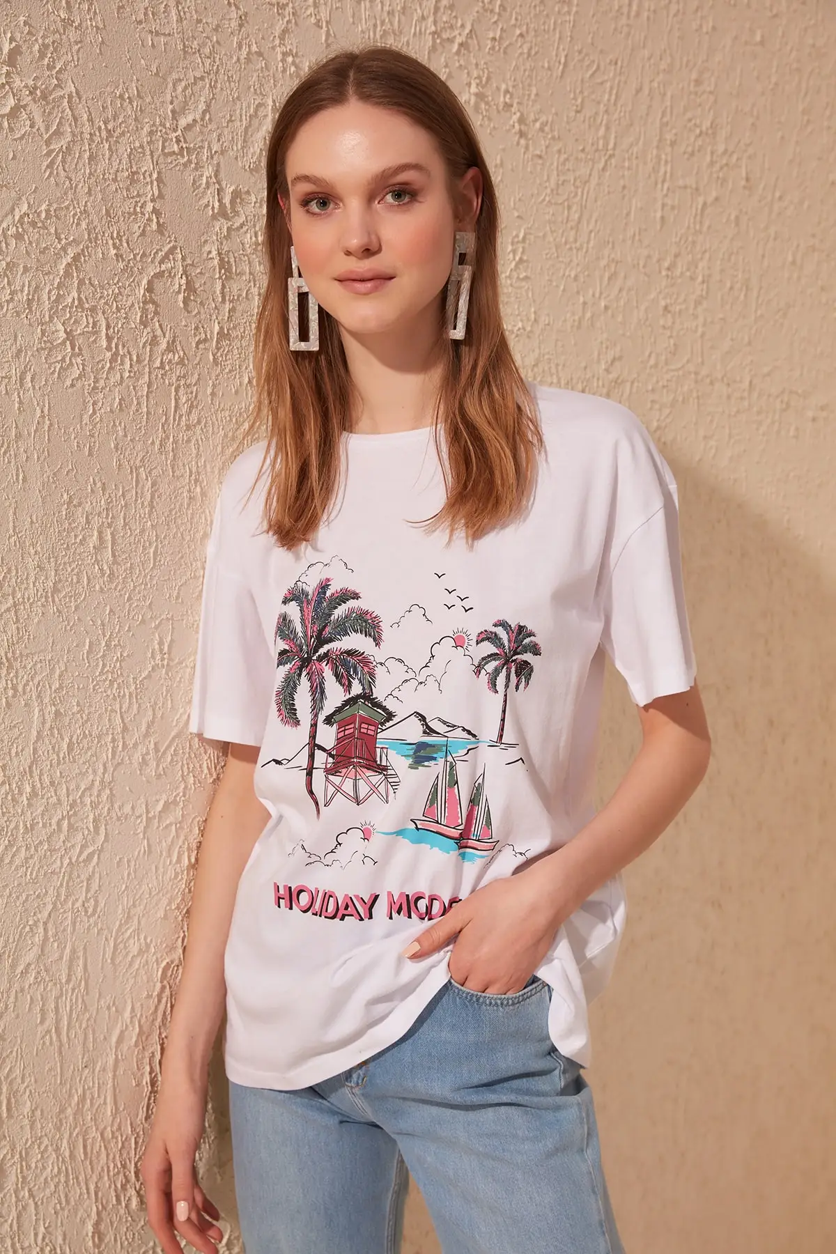 Трикотажная футболка с принтом бойфренд TWOSS20TS0444|Футболки| |