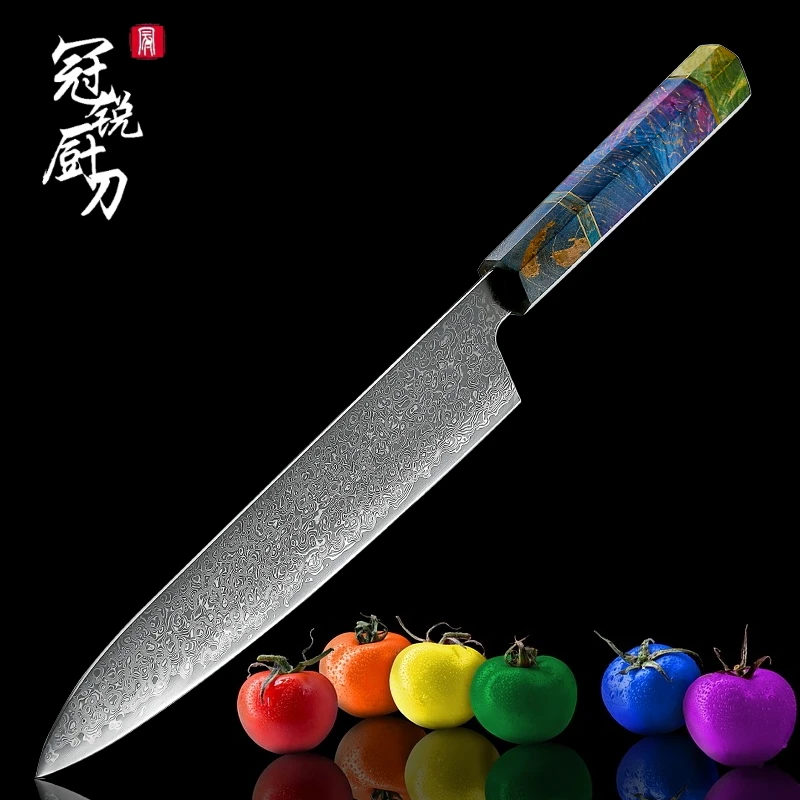 Японские кухонные ножи 9 дюймов нож Gyuto VG10 дамасский поварской 67 слоев