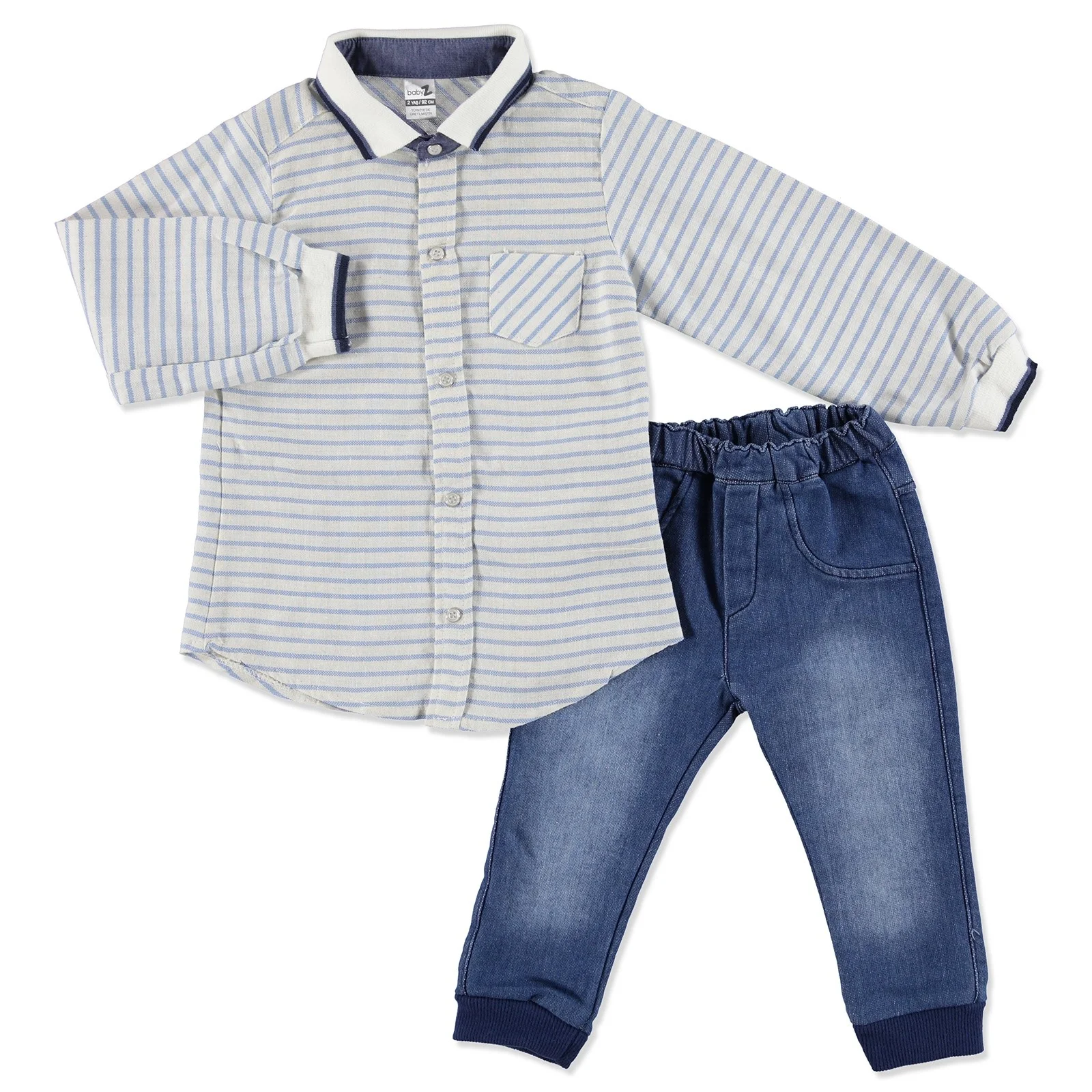 Ebebek BabyZ/трикотажная Детская рубашка с воротником и плечиками боди комплект из 2