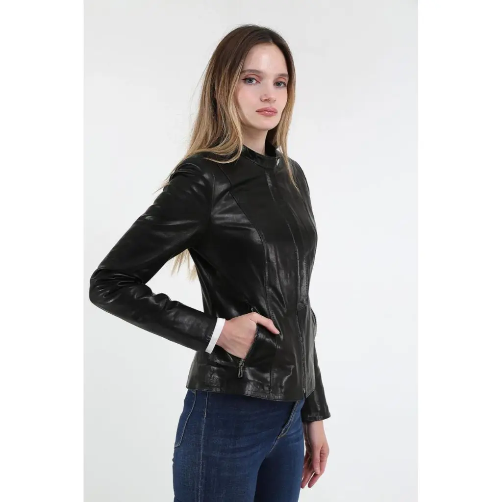 Women Leather Jacket Genuine Real Leather Jacket leather Coat lambskin coat Female Jacket Genuine Leather Women's Black Coat