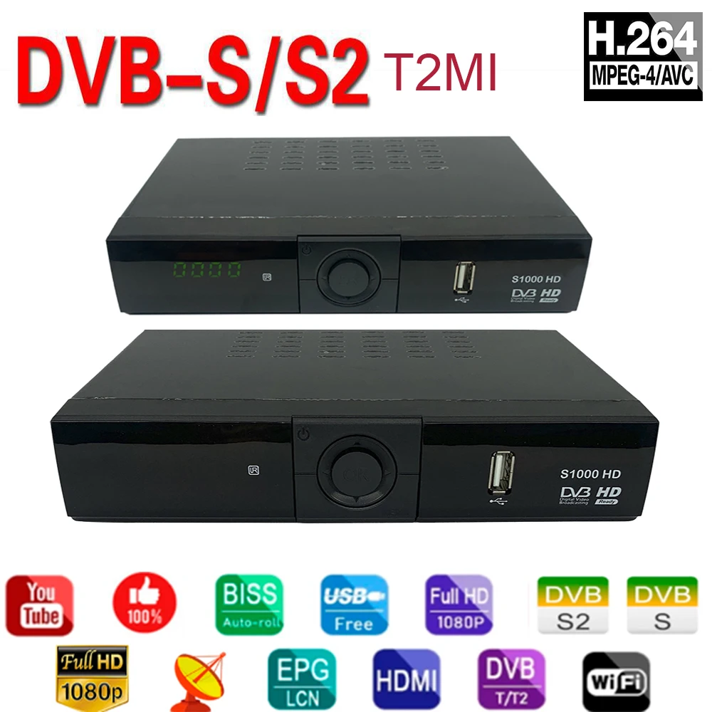 

S1000 HD DVB S2 T2MI Satellite TV Receiver DVB S2 Tuner Receptor H.264 Support WIFI Satellite Receiver PVR CS 1080P
