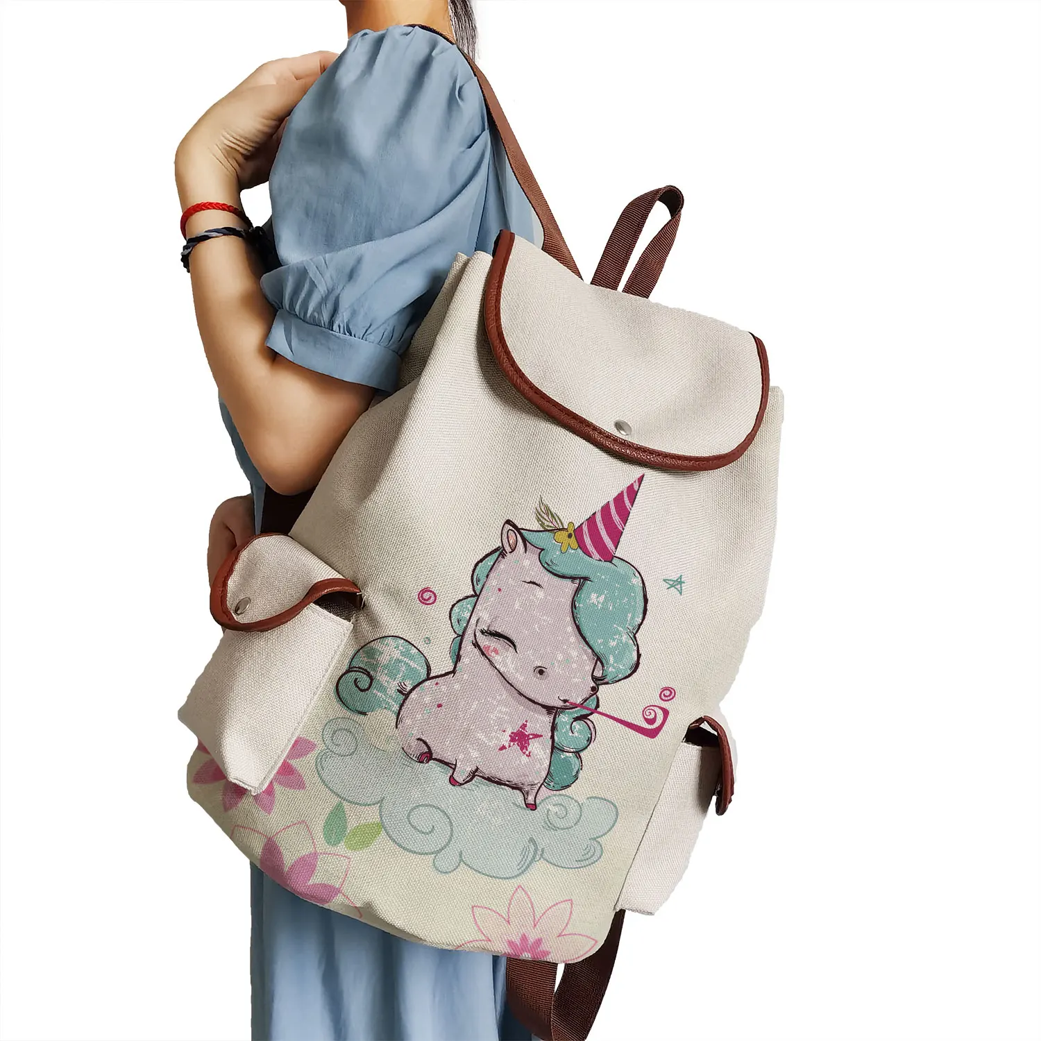 Сумки с милым принтом единорога школьная сумка в стиле преппи портативный рюкзак