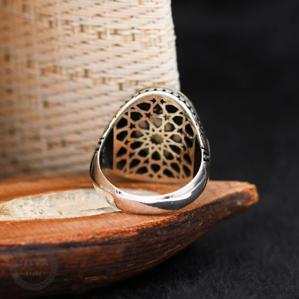 

Original 925 Silver Men's Ring With Agate Stone. Men's Jewelry Stamped With Silver Stamp 925 All Sizes Are Available