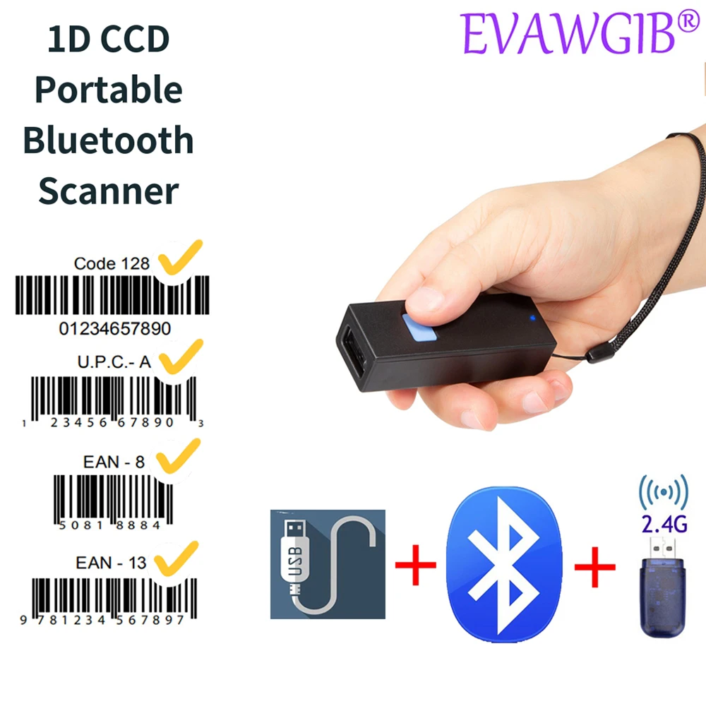 Портативный сканер EVAWGIB Bluetooth/2 4G QRCode 1D/2D |